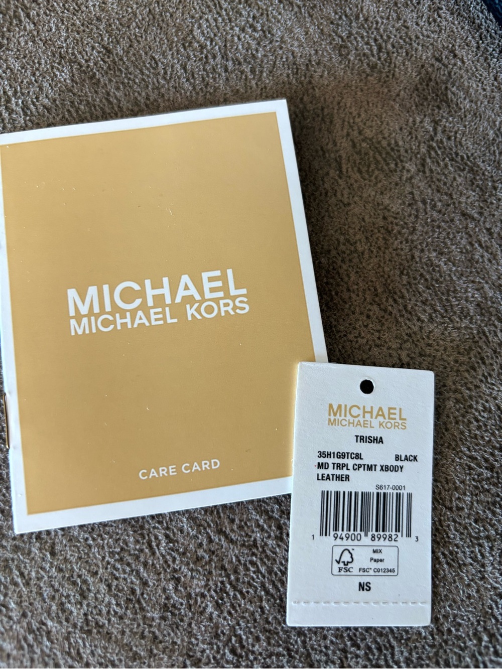 Michael Kors Trisha Black Leather Crossbody - Picture 2 of 3